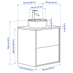 Тумба для ванной - TÄNNFORSEN / TÖRNVIKEN / TАNNFORSEN / TОRNVIKEN IKEA/ ТАНФФОРСЕН/ТОРНВИКЕН ИКЕА, 79х62 см, черный/серый