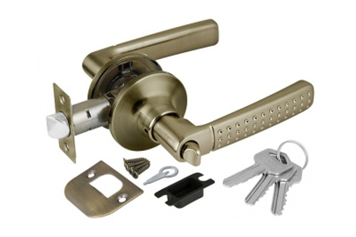 Замок ручка Бронза с ключом,фиксатором 6026 АВ-Е