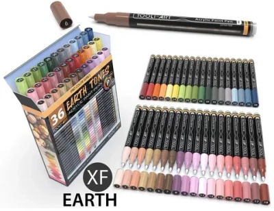 (Skin and Earth) Tooli-Art 36 Acrylic Paint Pens 0.7mm Extra Fine