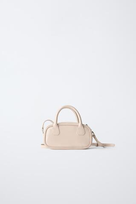 ZARA СУМКА ФОРМАТА МИНИ С ПОДВЕСКОЙ, ЭКРЮ