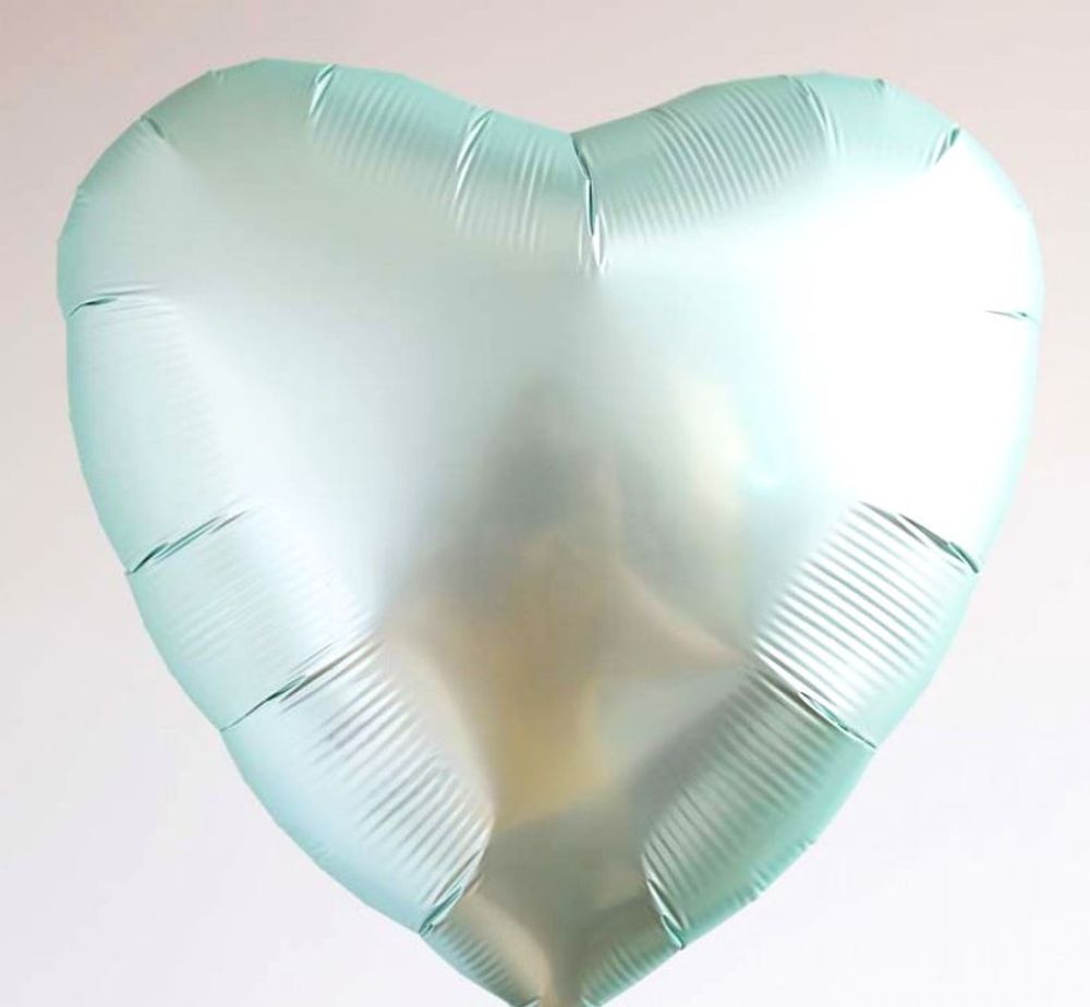 AN Шар сердце 18"/46 см, сатин Mint Green (Мятный) (БГ-15)  Изображение2