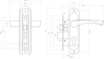 Замок СТАНДАРТ врезной  с ручками 132/50-В GP латунь с вертушкой
