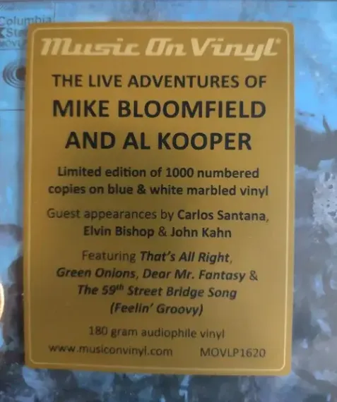 Mike Bloomfield And Al Kooper – The Live Adventures Of Mike Bloomfield And Al Kooper (Coloured Blue White) 2LP