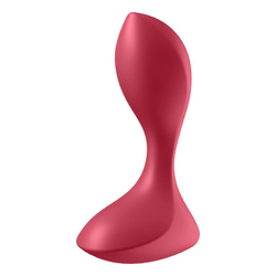 Красный вибромассажёр Satisfyer Backdoor Lover - 14 см.