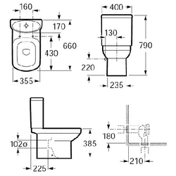 Унитаз напольный с бачком Roca Dama Senso 342517000  схема
