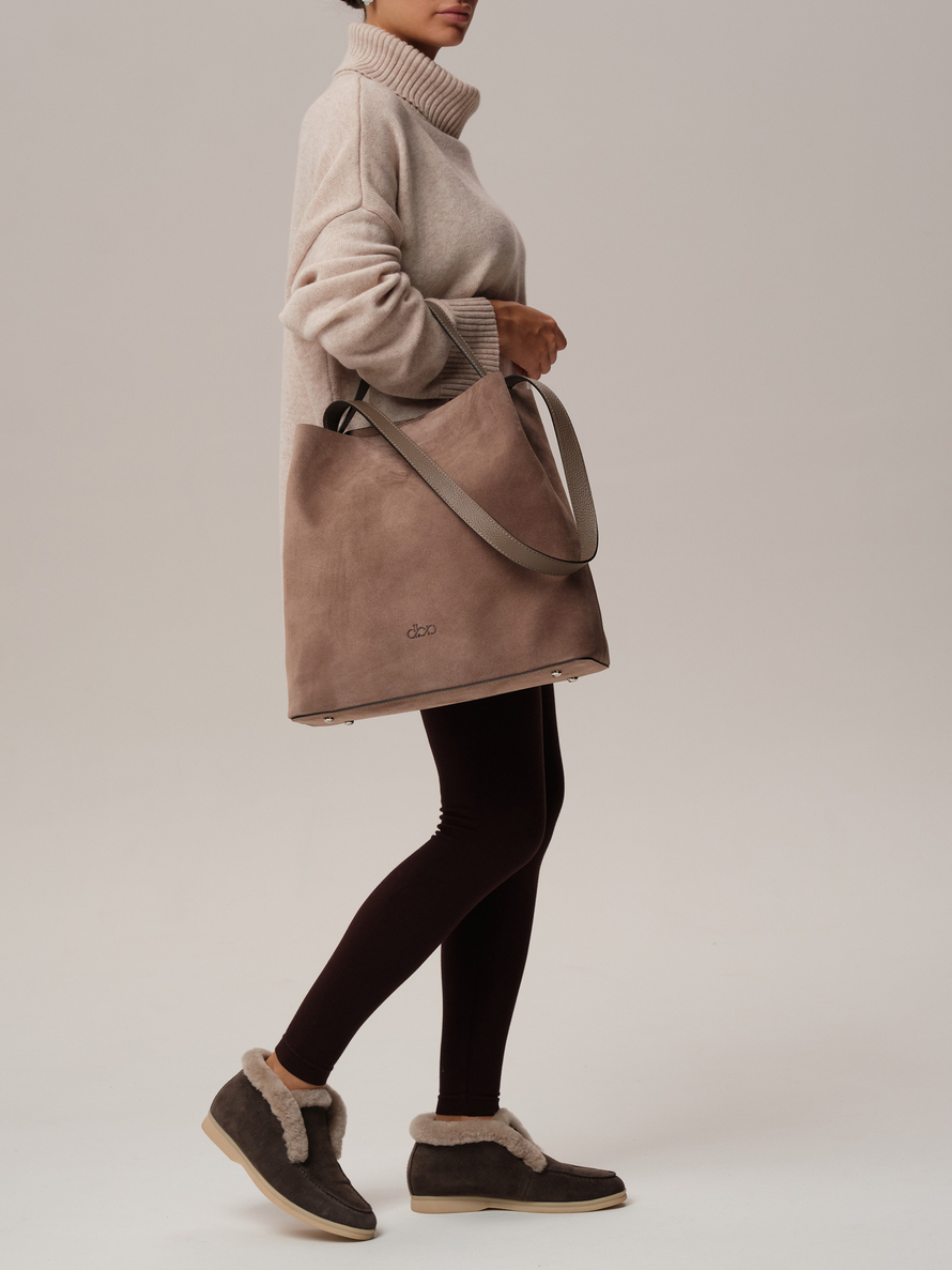 Замшевая сумка шоппер DBR 30948 капучино