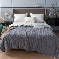 Плед СИТРЕЙД Fluffy, 150х200 см, бамбуковая микрофибра, белый, серый