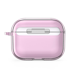 Чехол прозрачный розовый для наушников AirPods Pro 3, серия PECL Series от Dux Ducis, в комплекте с карабином