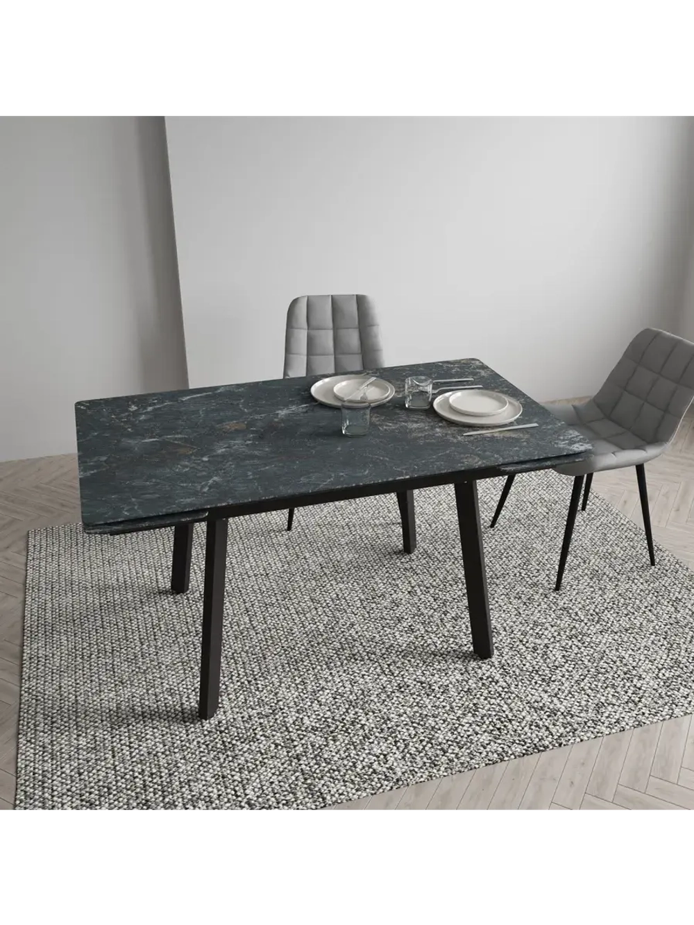 Стол кухонный Мрамор Серо-золотой 140х80х74 см