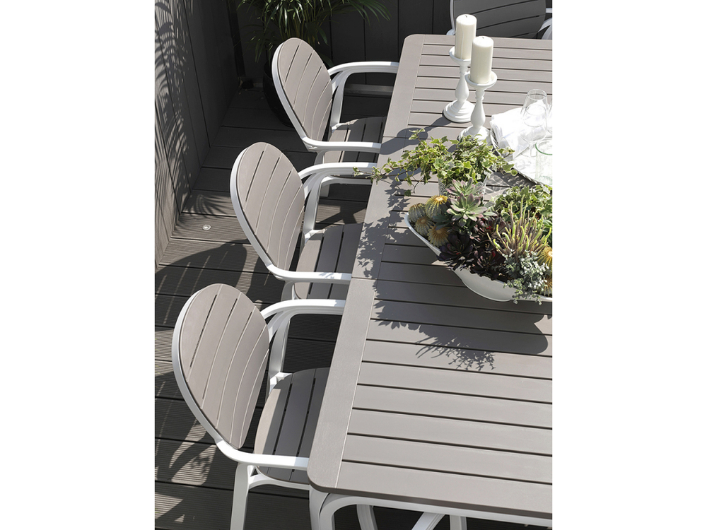 Стол пластиковый раздвижной Nardi Alloro 210 Extensible, тортора, белый