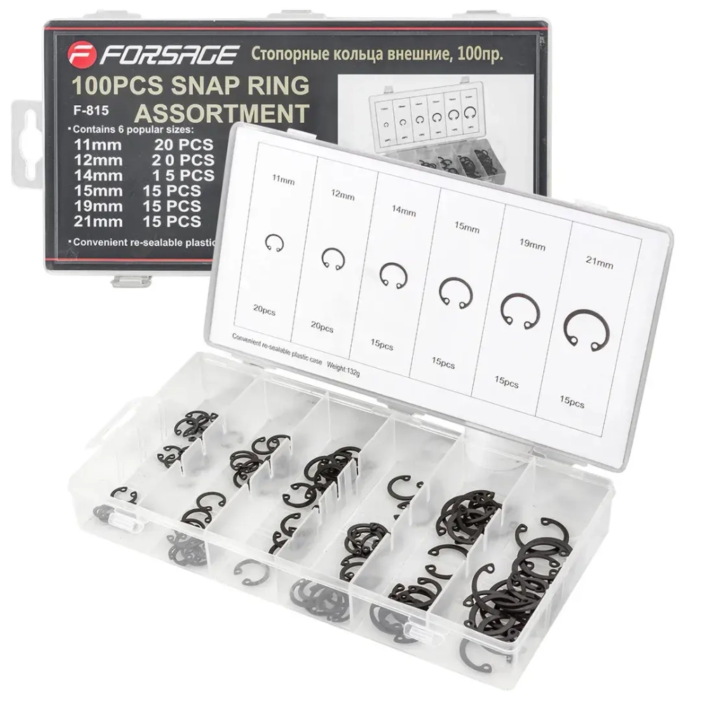 Стопорные кольца внешние, 100пр. Forsage F-815