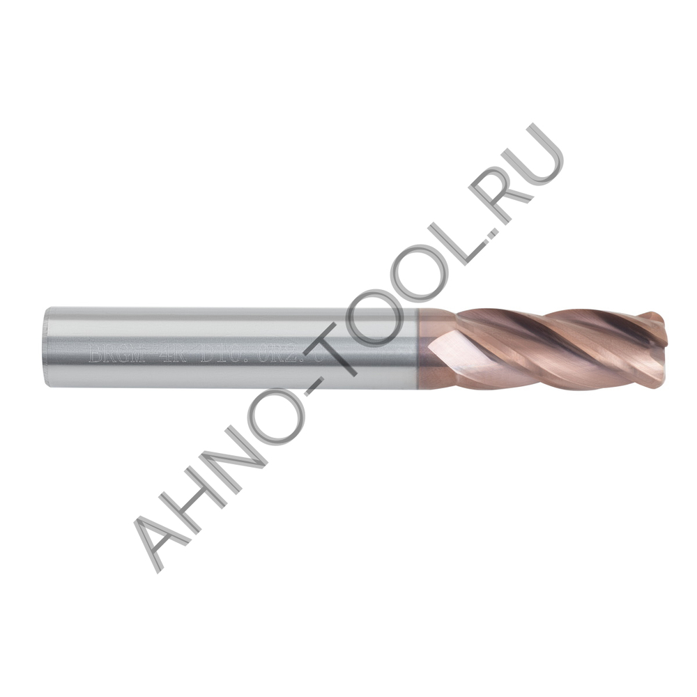 Фреза твердосплавная радиусная  10мм (L=75, l=25, хв=10) Z4 35° по стали, нержавеющей стали, чугуну,