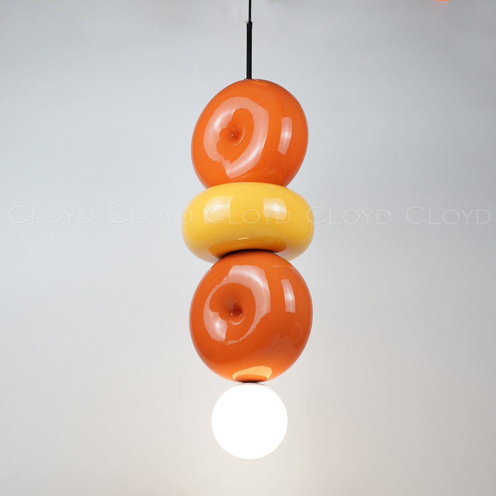 Подвесной светильник Cloyd MOGOTON P1 / Ø25 см - черный - оранж. и желт. керамика (арт.11899)