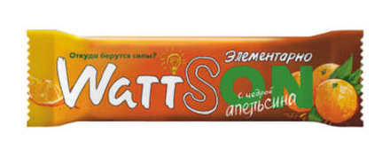 Батончик WattSON с цедрой апельсина 40г. Красный пищевик