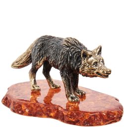 Народные промыслы AM- 971 Фигурка «Волк» (латунь, янтарь)