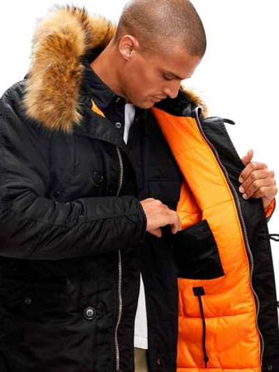 Куртка Аляска Alpha Slim Fit N-3B (черная - black/orange)