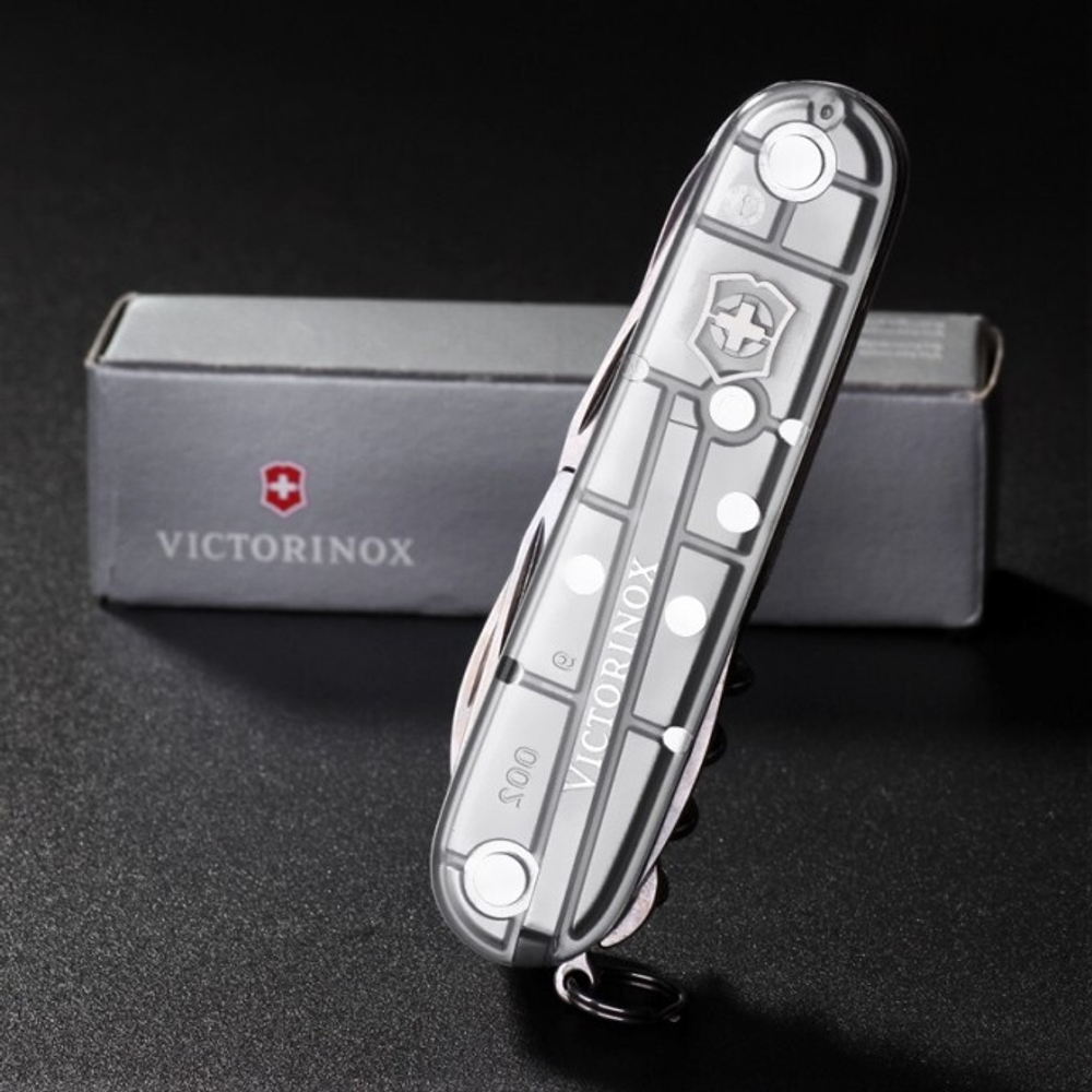 Нож Victorinox Huntsman, 91 мм, 15 функций, полупрозрачный серебристый