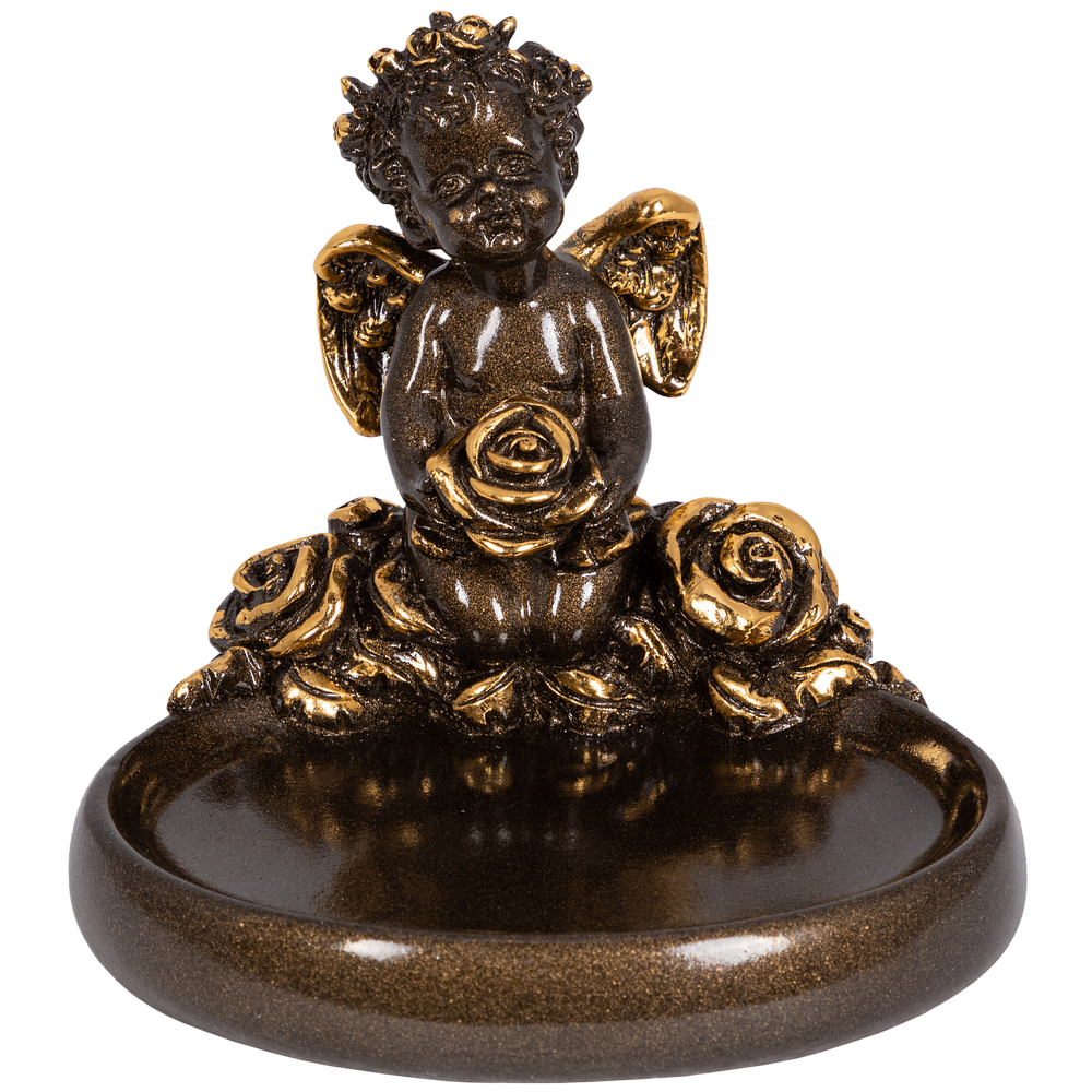 Мыльница Ангел с розами Бронза