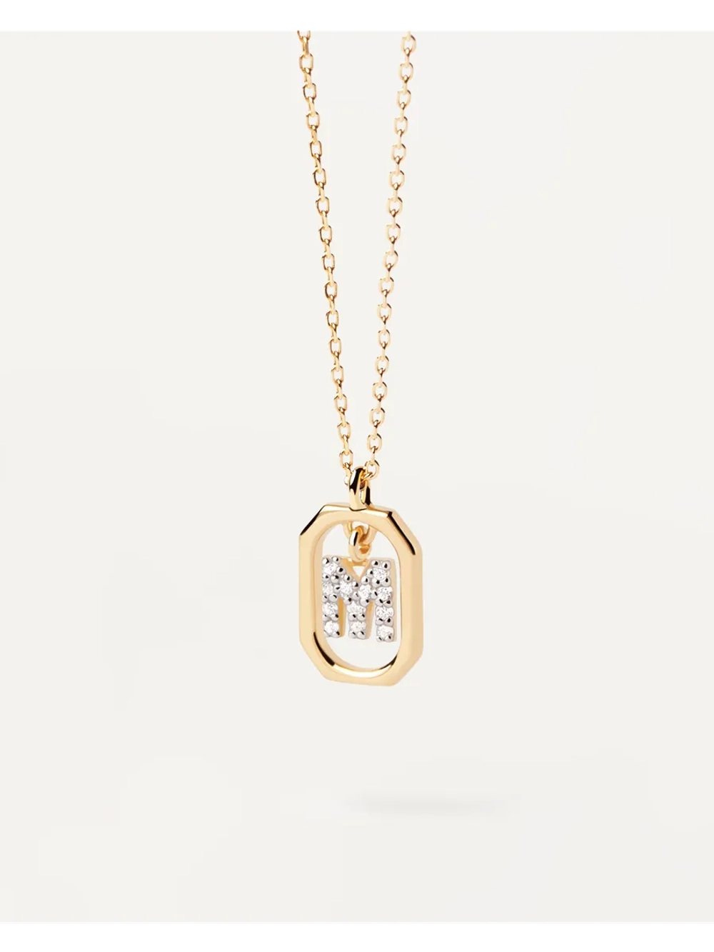 Колье Мини-Буква m серебро 925 пробы покрытое золотом