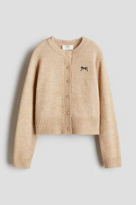 H&M Кардиган с вышивкой, бежевый