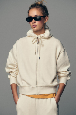 ZARA ХУДИ В СТИЛЕ РУСТИК С КАПЮШОНОМ, ЭКРЮ