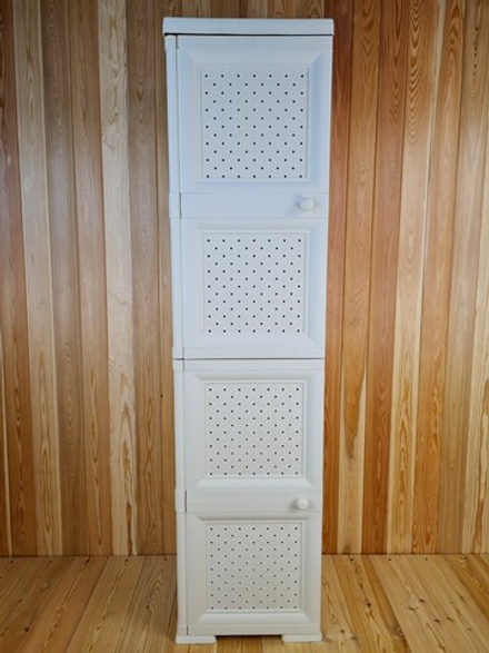 Шкаф высокий, с усиленными рёбрами жёсткости "УЮТ", 40,5х42х161,5 h, 2 плетёных дверцы. Цвет: Бежевый (Слоновая кость). Арт: Э-041-Б