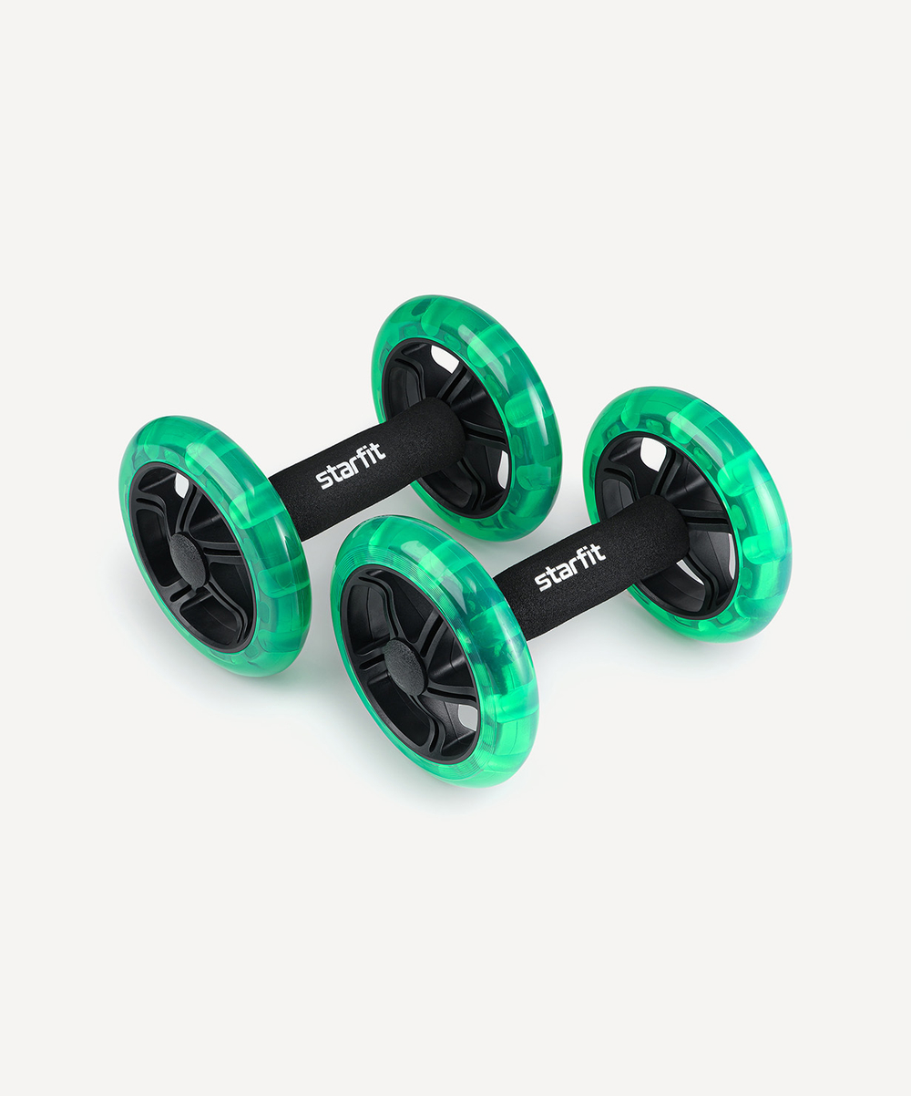 Ролики для пресса раздельные RL-107, черный/ярко-зеленый