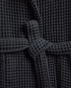 ZARA HOME ХЛОПКОВЫЙ ХАЛАТ С КАРМАНАМИ, ЧЕРНЫЙ