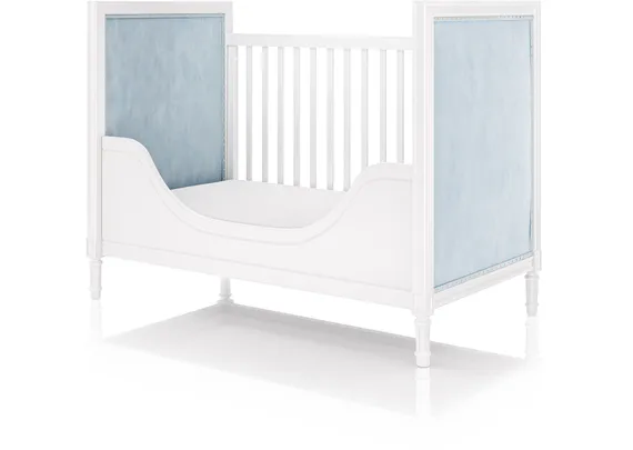 Кроватка Elit (белый, голубая ткань)