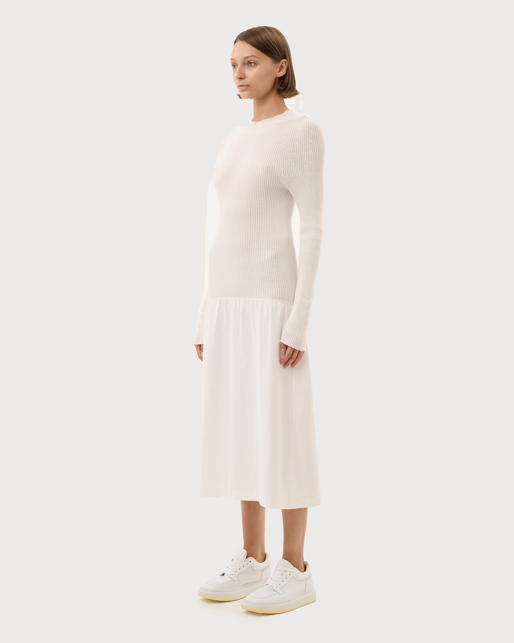 MM6 MAISON MARGIELA ПЛАТЬЕ БЕЛОЕ КОМБИНИРОВАННОЕ МИДИ