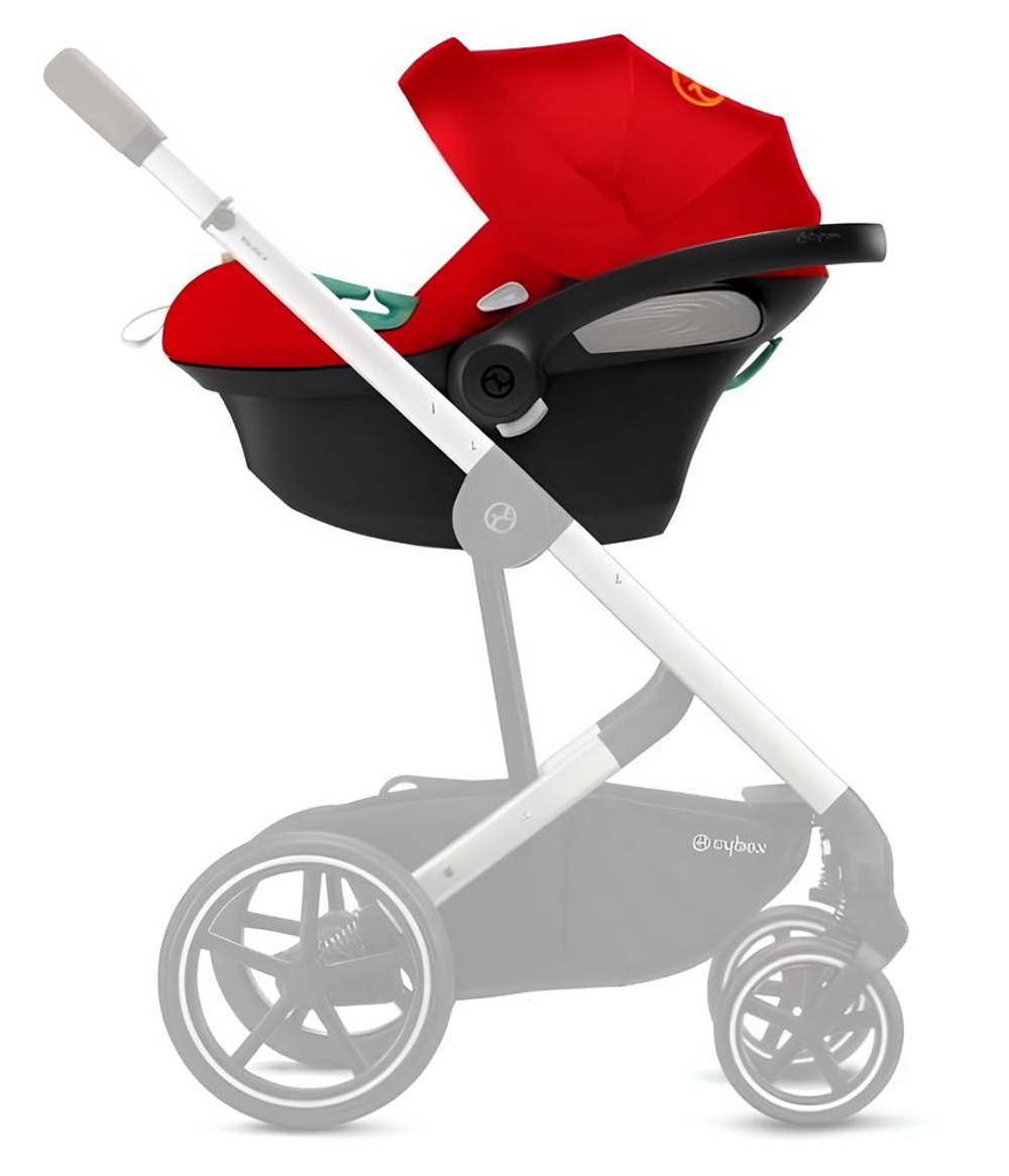 Коляска Cybex Balios S Lux TPE complete Aton S2 Hibiscus Red Base One 4 в 1 Stormy Blue с дождевиками