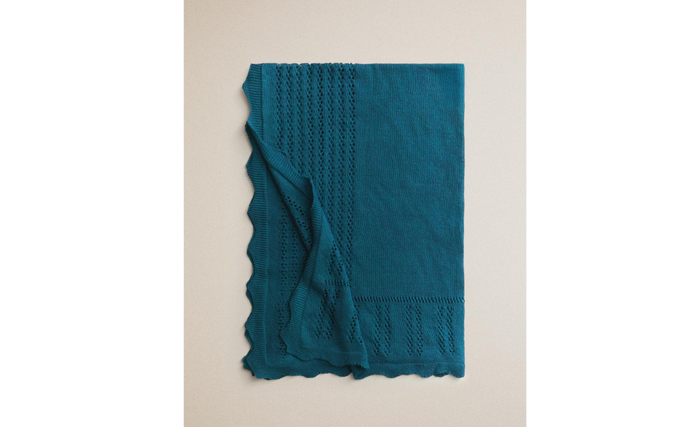 Zara Home плед детский из хлопка, синий, 70x100 см