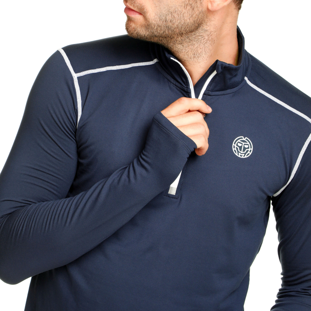Мужское теннисное поло BIDI BADU Zac Tech Long Sleeve Men - Dark Blue