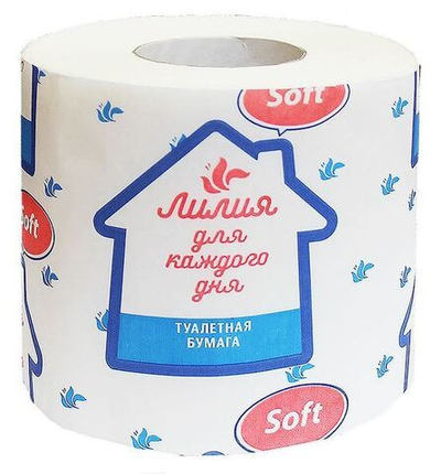 Туалетная бумага "ЛИЛИЯ" Soft. 1сл. со втулкой (24 шт.) Целлюлоза