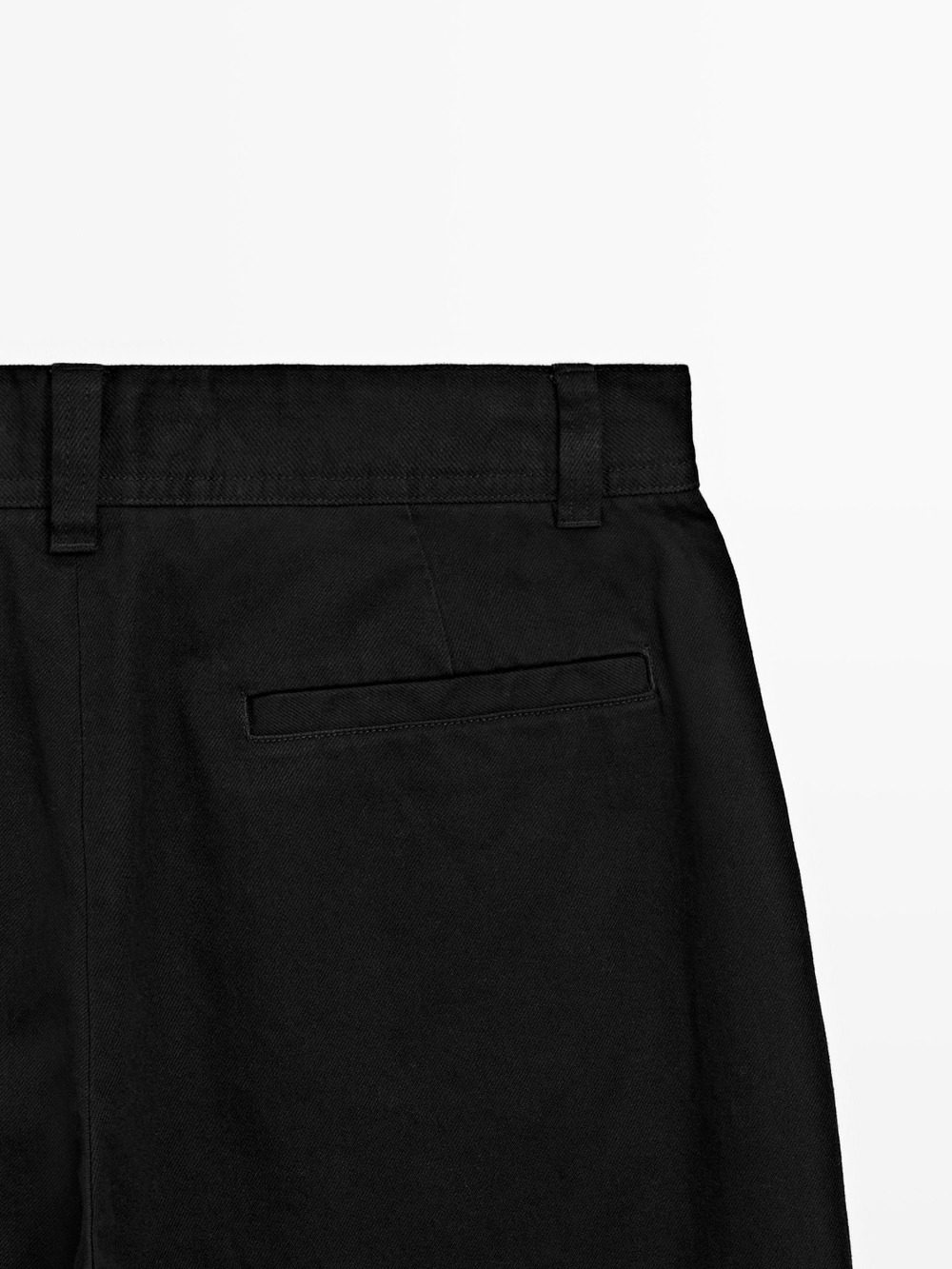 Massimo Dutti Хлопковые брюки с широкими штанинами, черный