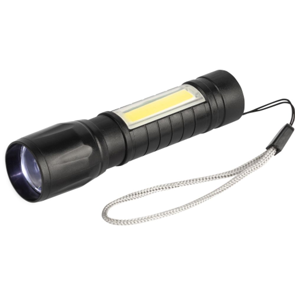 Светодиодный фонарь Трофи UA-101 аккумуляторный 3Вт LED + 3Вт COB оптический Zoom 3 режима