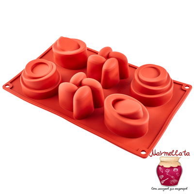 Форма силиконовая АССОРТИ ПИРОЖЕННЫХ (6 фигур 70*45)