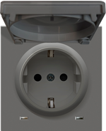 Накладка для розетки Schuko с заземлением, с крышкой, 16A 250 В~, матовый шоколад, серия R98