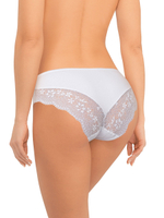 Хлопковые трусики-слипы с кружевными вставками сзади (Размер: M) (Цвет: белый)