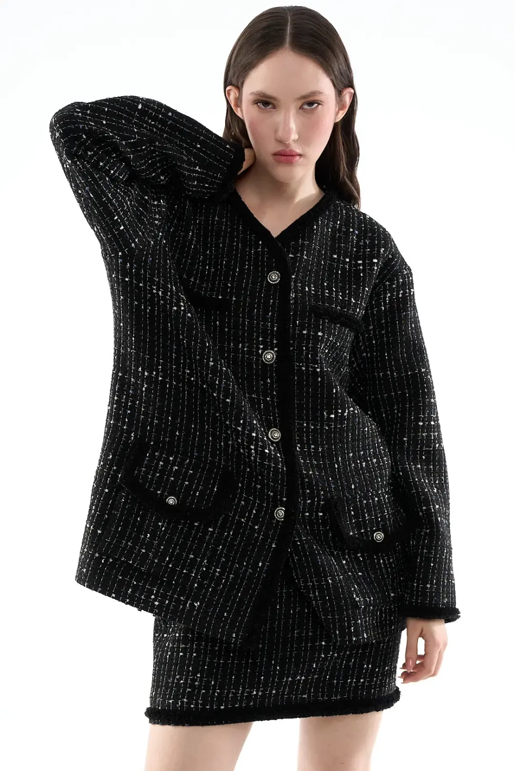 Прямая юбка-мини черная