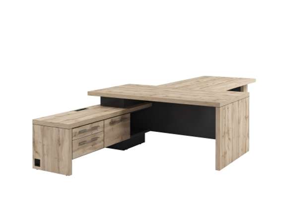 Стол левый 1800х2000х750 с опорной тумбой, блоком розеток и брифингом 1700 T-918L.1000-02