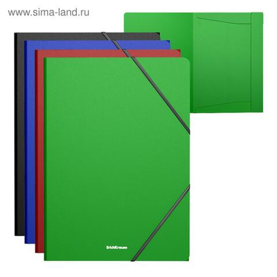 Папка на резинке A4, 400 мкм, ErichKrause Matt Classic, корешок 5 мм, до 300 листов, тиснение песок , микс
