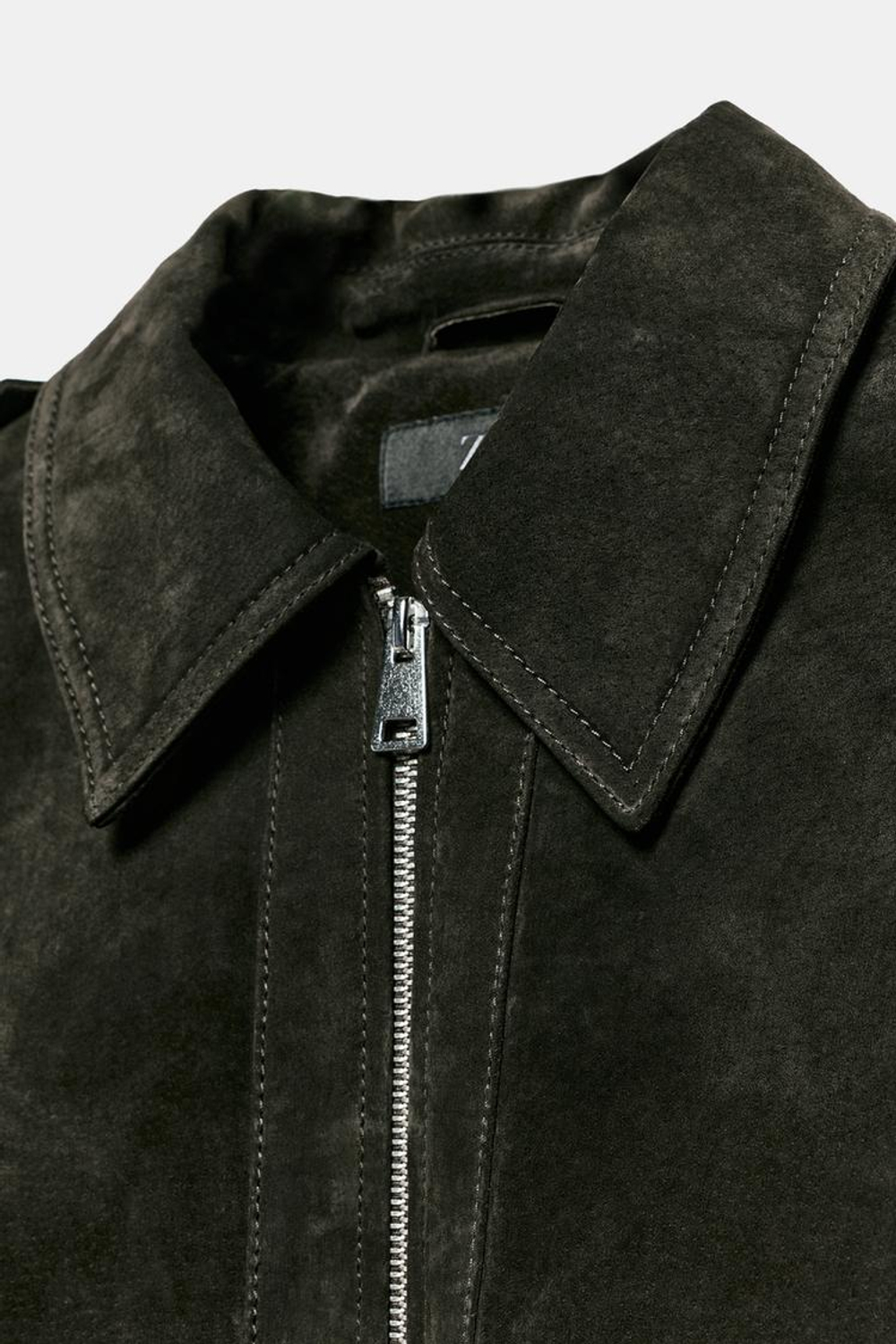 ZARA КУРТКА ИЗ 100% НАТУРАЛЬНОЙ ЗАМШИ, ХАКИ