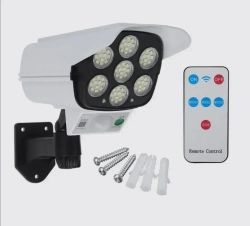 Светильник на солнечной батарее уличный с датчиком движения настенный прожектор светодиодный уличный, фонарь на солнечной батарее муляж камеры видеонаблюдения с пультом управления