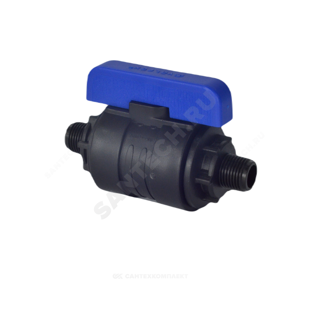 Кран шаровой компрессионный ПЭ Ду 16 3/4"x3/4" НР/НР Ру16 VALFEX 1210216034034