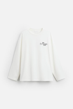 ZARA ФУТБОЛКА С ФОТОПРИНТОМ, БЕЛЫЙ