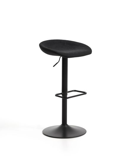 Барный табурет Danua из черной синели и матовой черной стали, 68-89 см