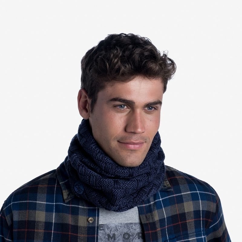Вязаный шарф-труба с флисом Buff Neckwarmer Knitted Polar Airon Night Blue Фото 2