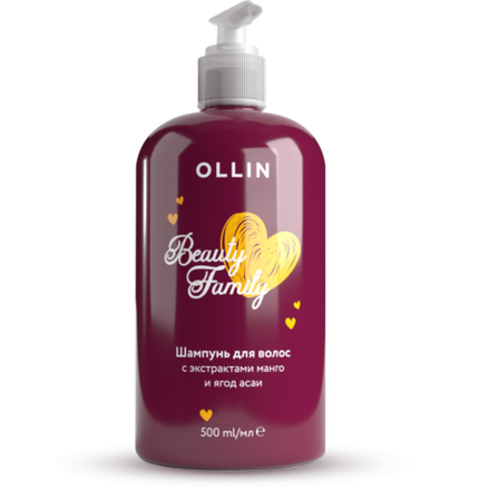 Шампунь для волос с экстрактами манго и асаи, Beauty Family, Ollin, 500 мл.