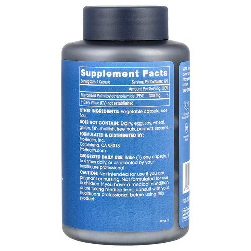 ProHealth Longevity, чистый микронизированный ПЭА, 300 мг, 120 капсул